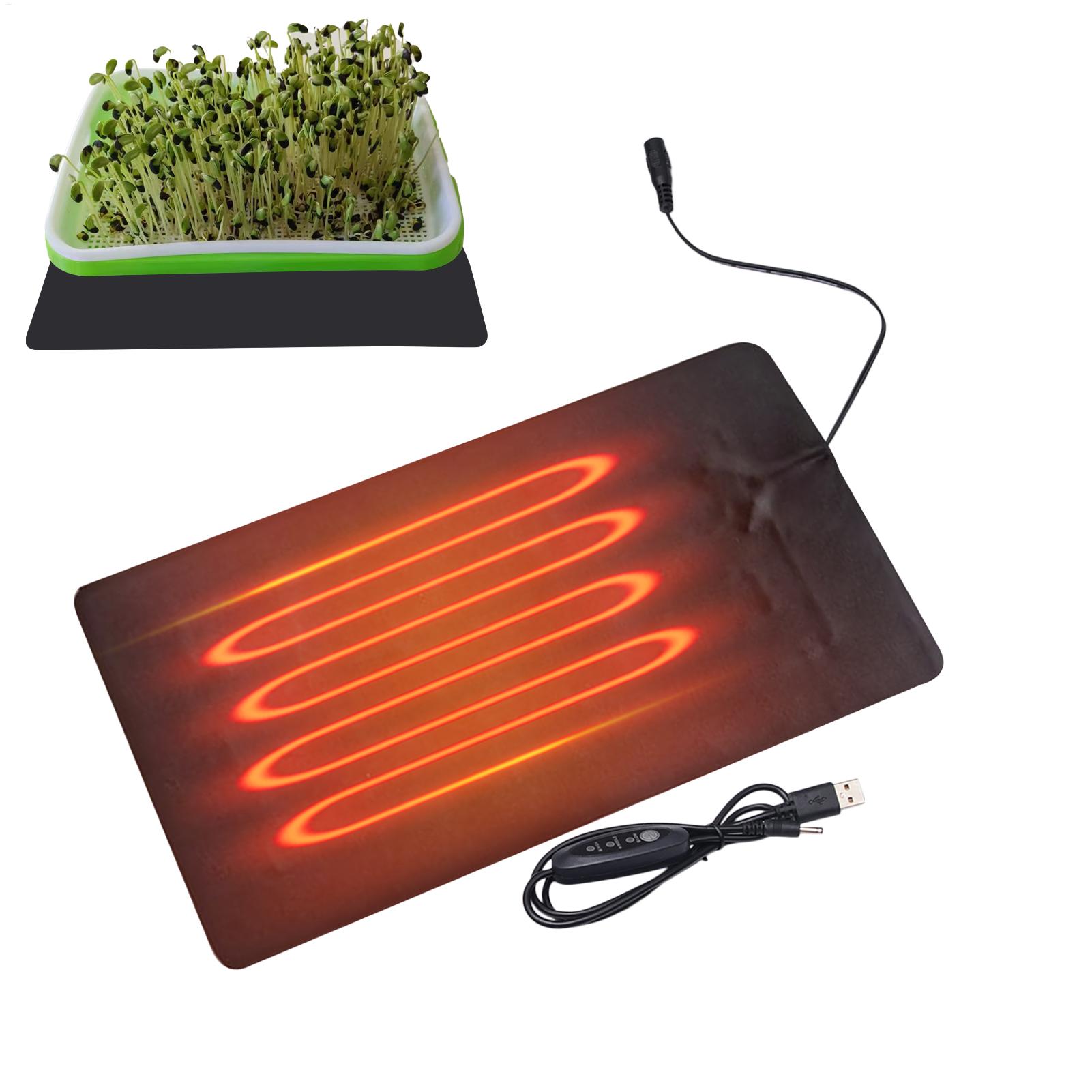 Heat Mat Seedling - USB接続の育苗用ヒートマット。3段階の温度調節が可能で、種まき、育苗、温室栽培に最適。